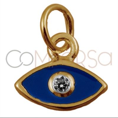 Sterling silver 925 gold-plated God’s eye with navy blue enamel 7.9 x 7mm