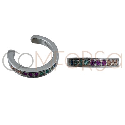 Sterling silver 925 ear cuff colourful zirconias 11 mm