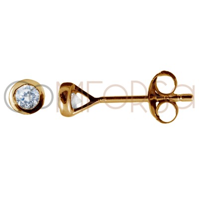 Sterling silver 925 gold-plated flat bezel earring 4 mm