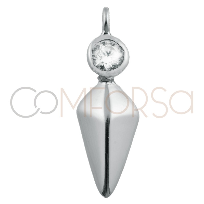 Sterling silver 925 spike with zirconia pendant 10 x 7 mm