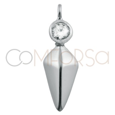 Sterling silver 925 gold-plated spike with zirconia pendant 10 x 7 mm