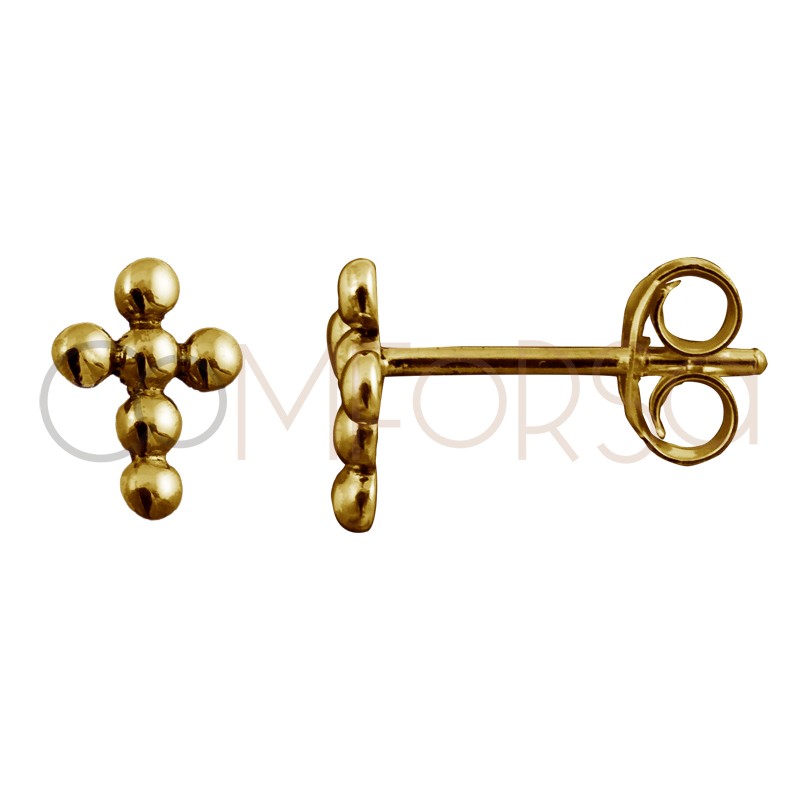 Sterling silver 925 gold-plated cross with little balls 8 x 6 mm