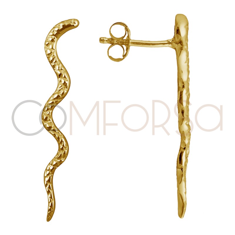 Sterling silver 925 gold-plated long snake earring 30 x 5 mm