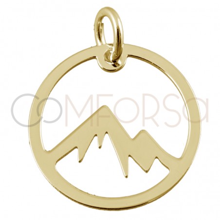 Sterling silver 925 mountain round pendant 15 mm