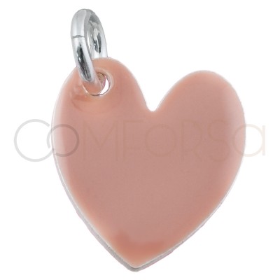 Sterling silver 925 gold-plated heart pendant with enamel "Rose Tan" 10 x 12 mm