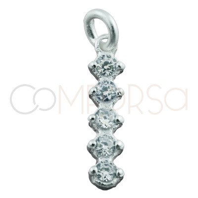 Sterling silver 925 pendant with white zirconias 2.5 x 11 mm
