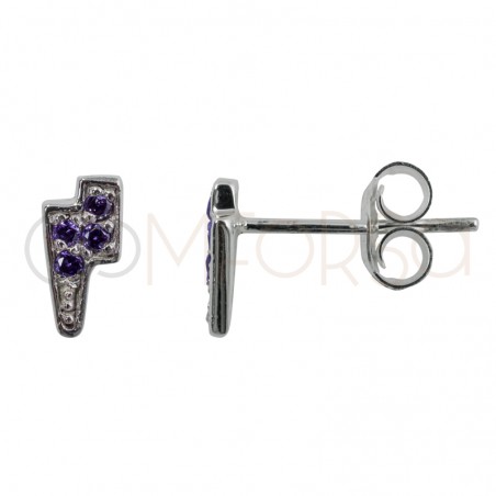 Sterling silver 925 lightning bolt earring with tanzanite zirconia 7 x 3.8mm
