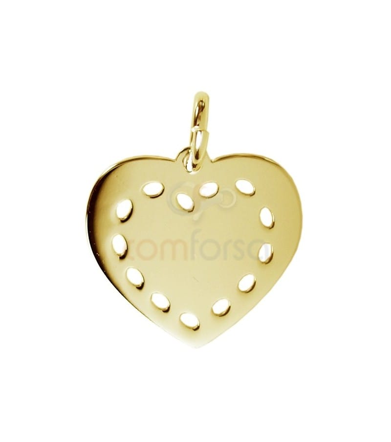 Engraving + Sterling silver 925 gold-plated heart pendant 13 x 12 mm