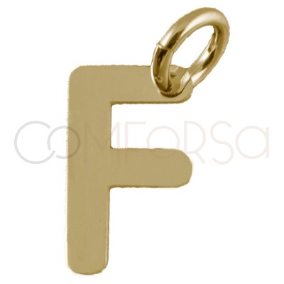 Sterling silver 925 gold-plated letter F pendant 4.7x8mm