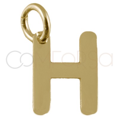 Sterling silver 925 gold-plated letter H pendant 5.8x8mm