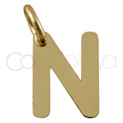 Sterling silver 925 gold-plated letter N pendant 5.8x8mm
