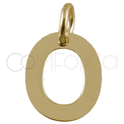Sterling silver 925 gold-plated letter O pendant 6.5x8mm