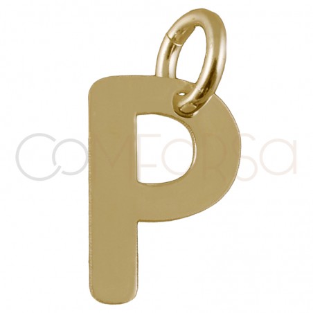 Sterling silver 925 gold-plated letter P pendant 5.1x8mm