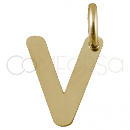 Sterling silver 925 gold-plated letter V pendant 6.5x8mm