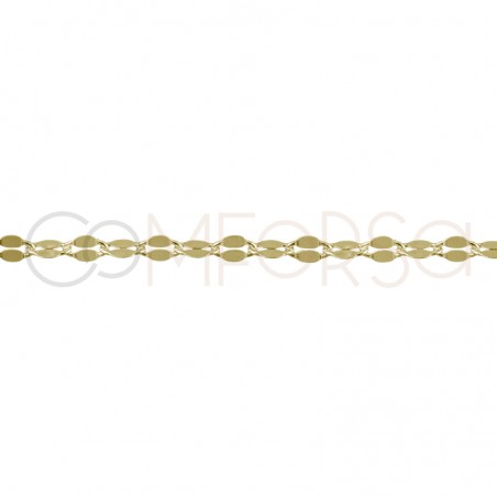 Sterling silver 925 gold-plated chain with flat links 3x6mm