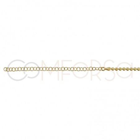 Sterling silver 925 gold-plated chain with flat circle links 40cm