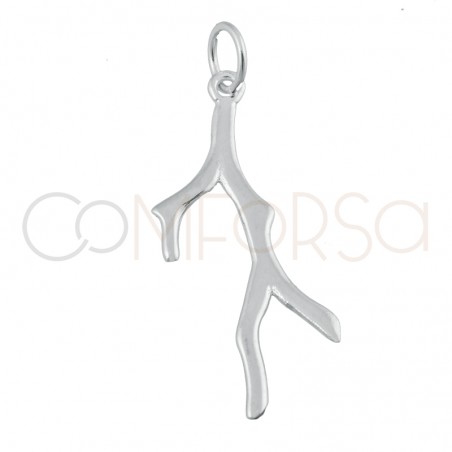 Sterling silver 925 coral branch pendant 10x30mm