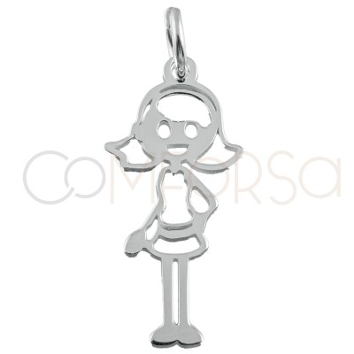Sterling silver 925 girl cut-out pendant 10x22mm