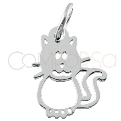 Sterling silver 925 cat pendant 9.5x12mm