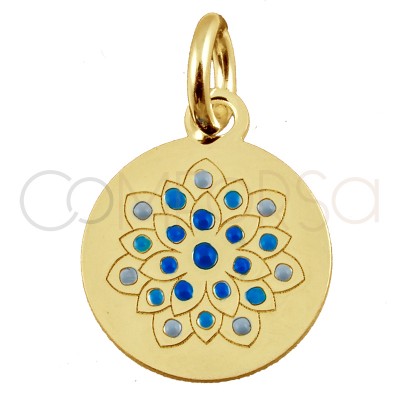 Sterling silver 925 flower pendant "Sunflower Blue" 10mm