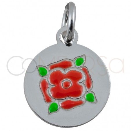Sterling silver 925 flower pendant "Rose Red" 10mm