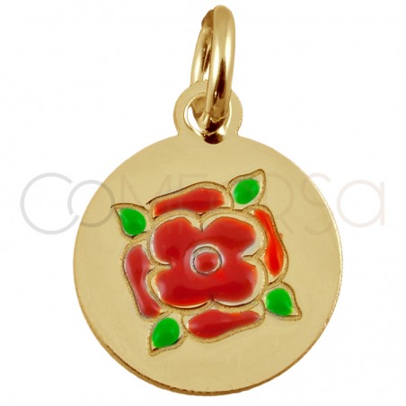 Sterling silver 925 gold-plated flower pendant "Rose Red" 10mm