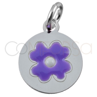 Sterling silver 925 flower pendant "Violet purple" 10mm