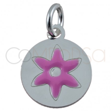 Sterling silver 925 gold-plated flower pendant "Daphne Pink" 10mm