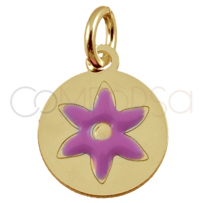 Sterling silver 925 gold-plated flower pendant "Daphne Pink" 10mm