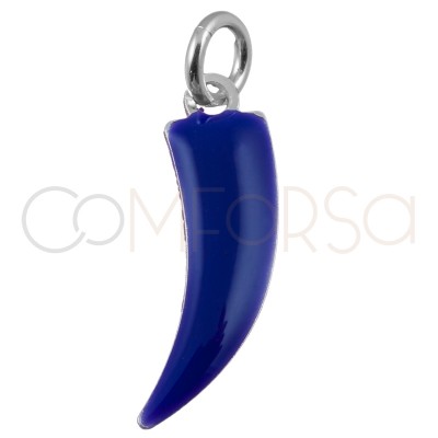 Sterling silver 925 gold-plated dog tooth pendant with blue enamel 5x17mm