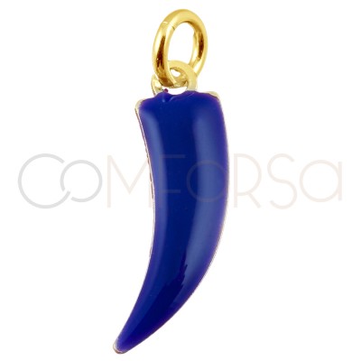 Sterling silver 925 gold-plated dog tooth pendant with blue enamel 5x17mm