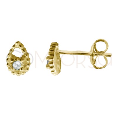 Sterling silver 925 gold-plated drop earring with zirconia 6x4mm