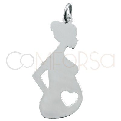 Sterling silver 925 pregnant woman pendant 12x27mm