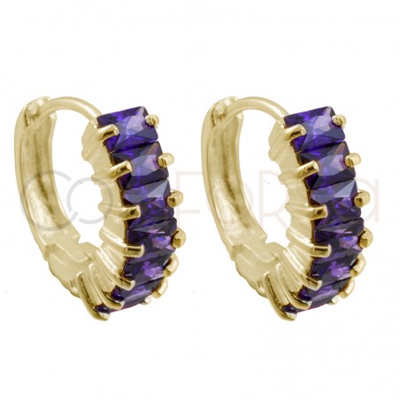 Sterling silver 925 Tanzanite zirconia hoop earrings 14mm