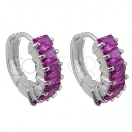 Sterling silver 925 Rubi zirconia hoop earrings 14mm