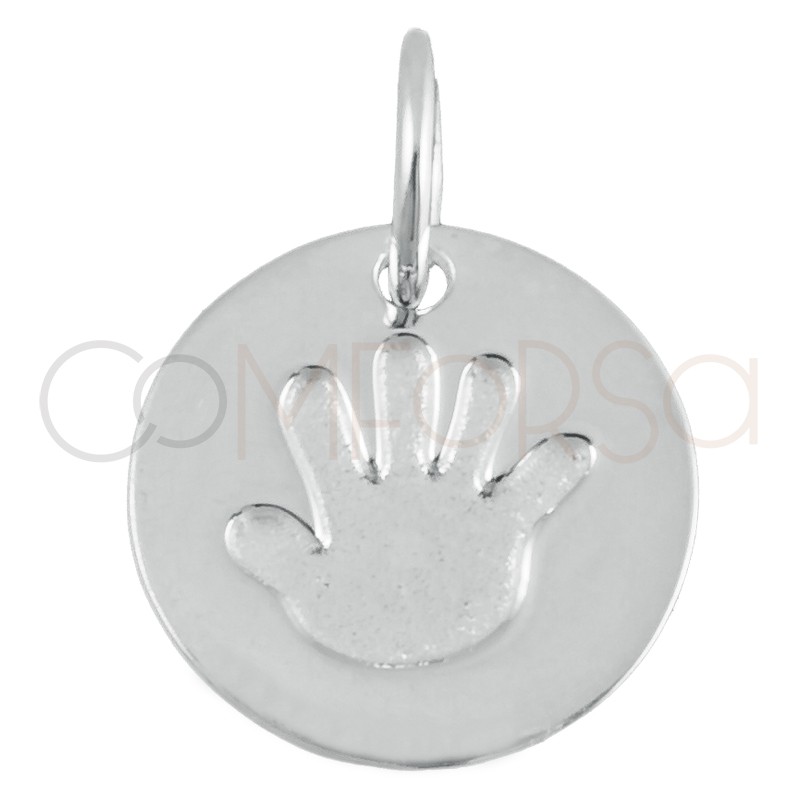 Sterling silver 925 hand in low relief pendant 12mm