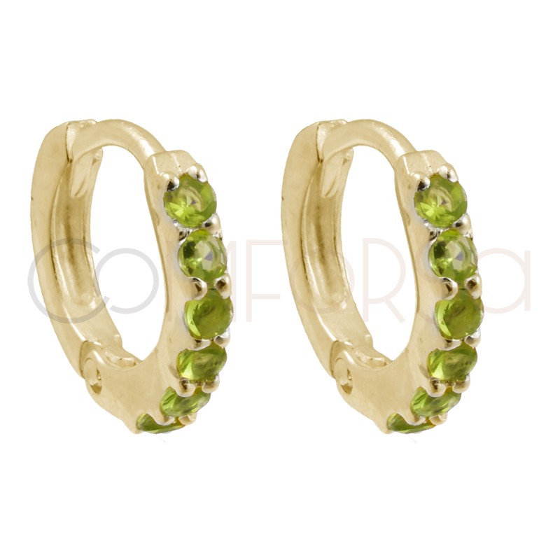 Sterling silver 925 gold-plated hoop earrings with lemon zirconias 10mm