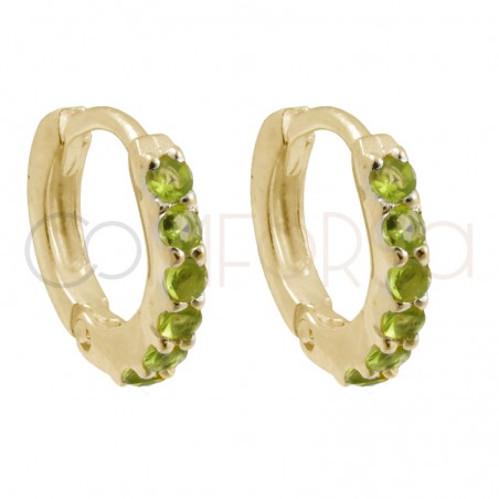 Sterling silver 925 gold-plated hoop earrings with lemon zirconias 10mm