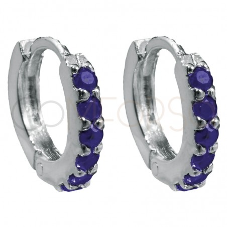 Sterling silver 925 gold-plated hoop earrings with tanzanite zirconias 10mm