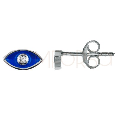 Sterling silver 925 gold-plated mini eye earring with zirconia 7.9x7mm