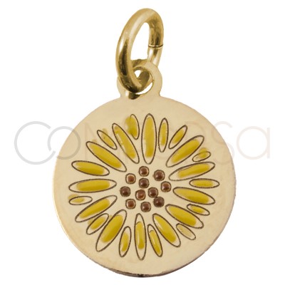 Sterling silver 925 gold-plated sunflower pendant 10mm