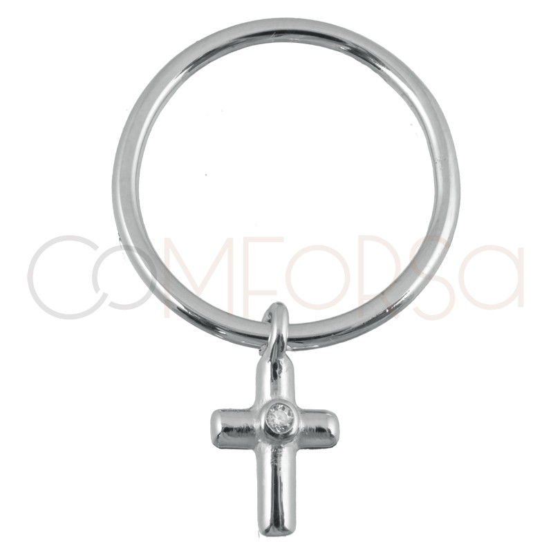 Sterling silver 925 ring with cross pendant 8x13mm