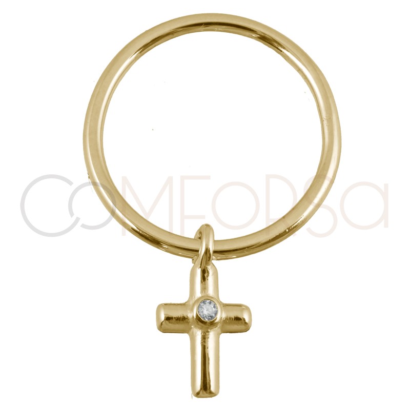 Sterling silver 925 gold-plated ring with cross pendant 8x13mm