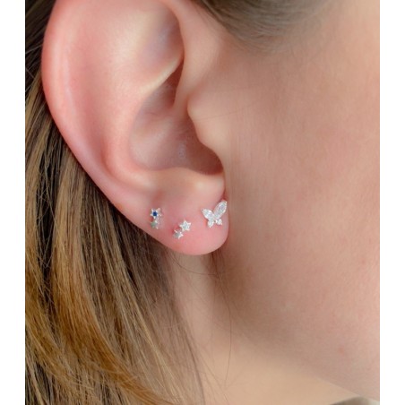 Sterling silver 925 star earrings with amethyst zirconia 3.5x5.5mm