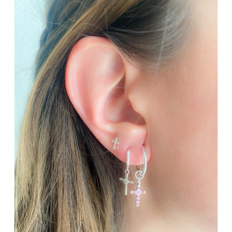 Sterling silver 925 cross earrings 6x5mm