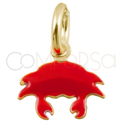 Sterling silver 925 gold-plated mini red crab pendant 8x7mm