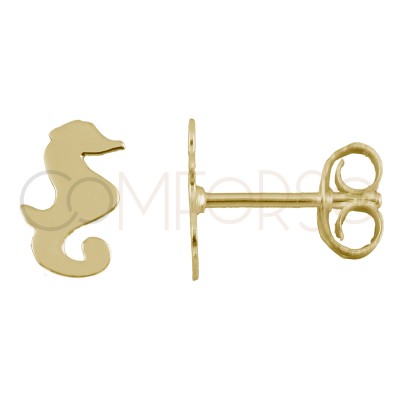 Sterling silver 925 gold-plated mini seahorse earrings 5x8mm