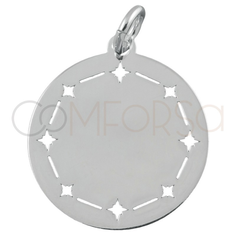 Sterling silver 925 plain pendant with north stars 20mm