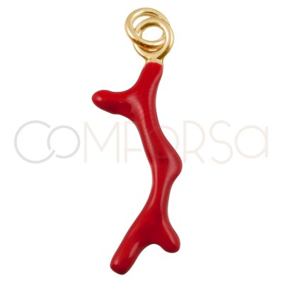 Sterling silver 925 gold-plated coral pendant 6x20mm
