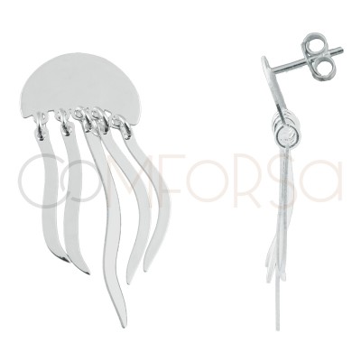 Sterling silver 925 jellyfish earrings 15 x 10mm